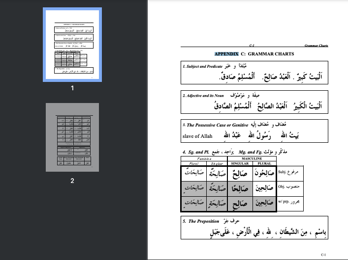 Arabic Grammar Charts: Appendix C 0 (0)